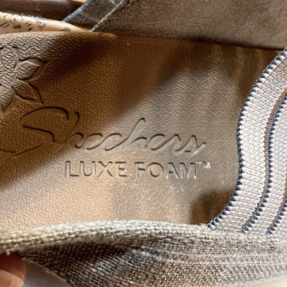 Skechers Cali Beverlee Wedge Sandal Women’s 11 Taupe Tan Metallic Shimmer - Picture 5 of 8